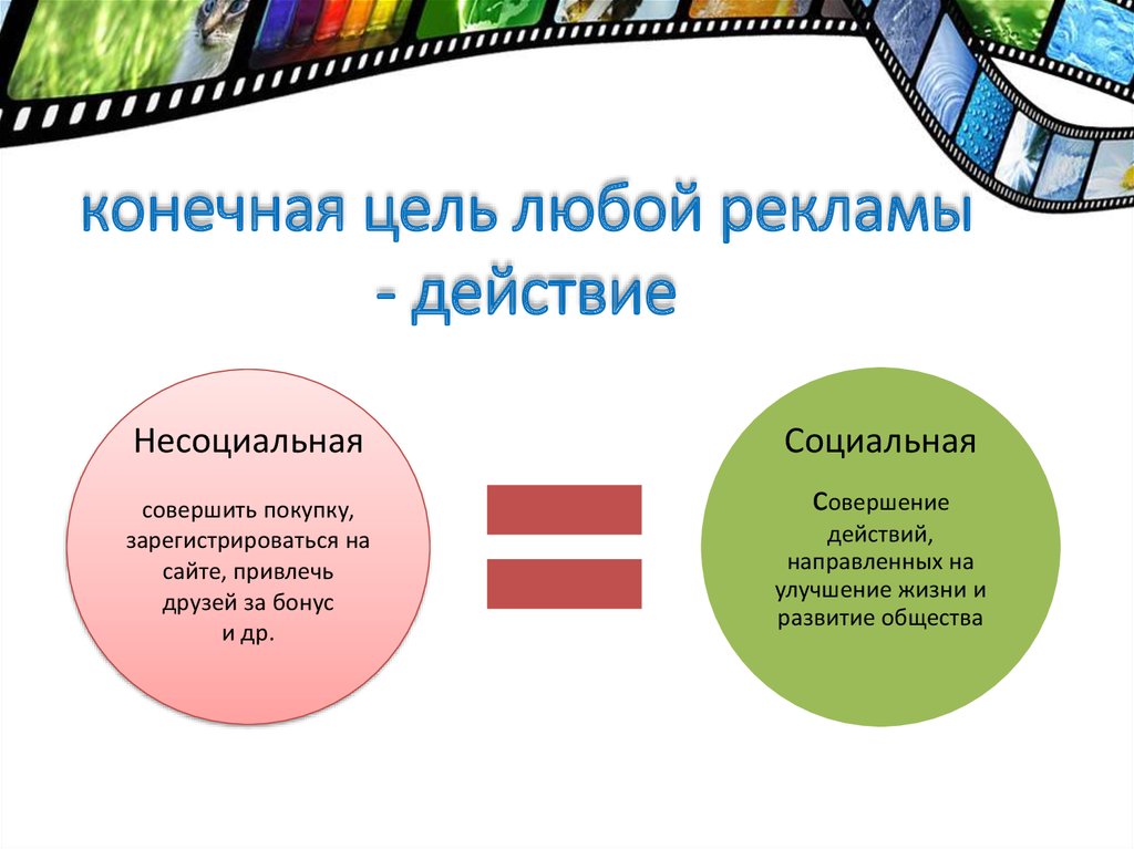 Конечная цель. Конечная цель любой презентации:. Реклама в действии. Конечная цель любой программы.