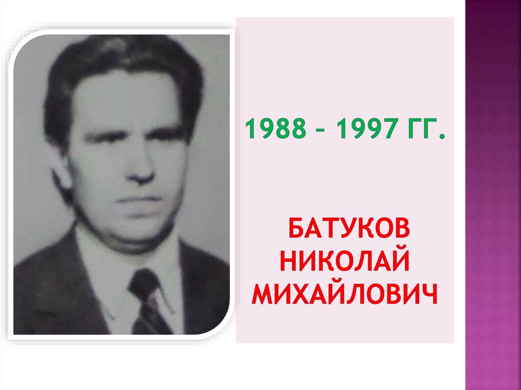 1988 – 1997 гг. Батуков Николай Михайлович