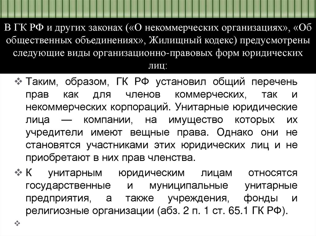 Учредители унитарной организации. Юридические лица для презентации. Унитарные юридические лица. Унитарные юридические лица список. Доклады по юр лицам.