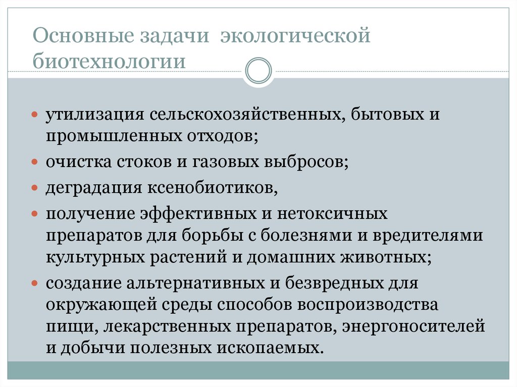 Проблемы биотехнологии в экологическом плане