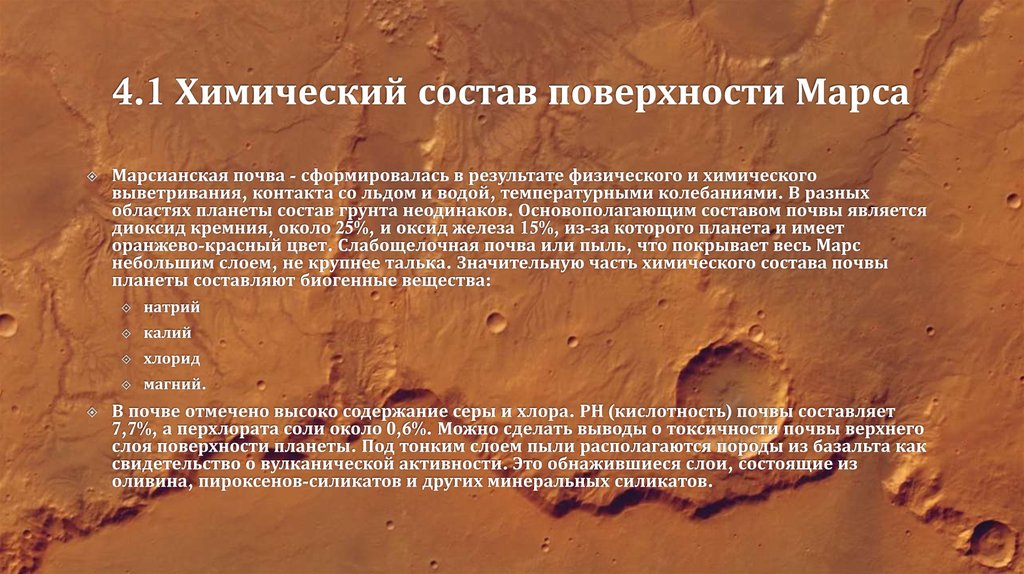 4.1 Химический состав поверхности Марса