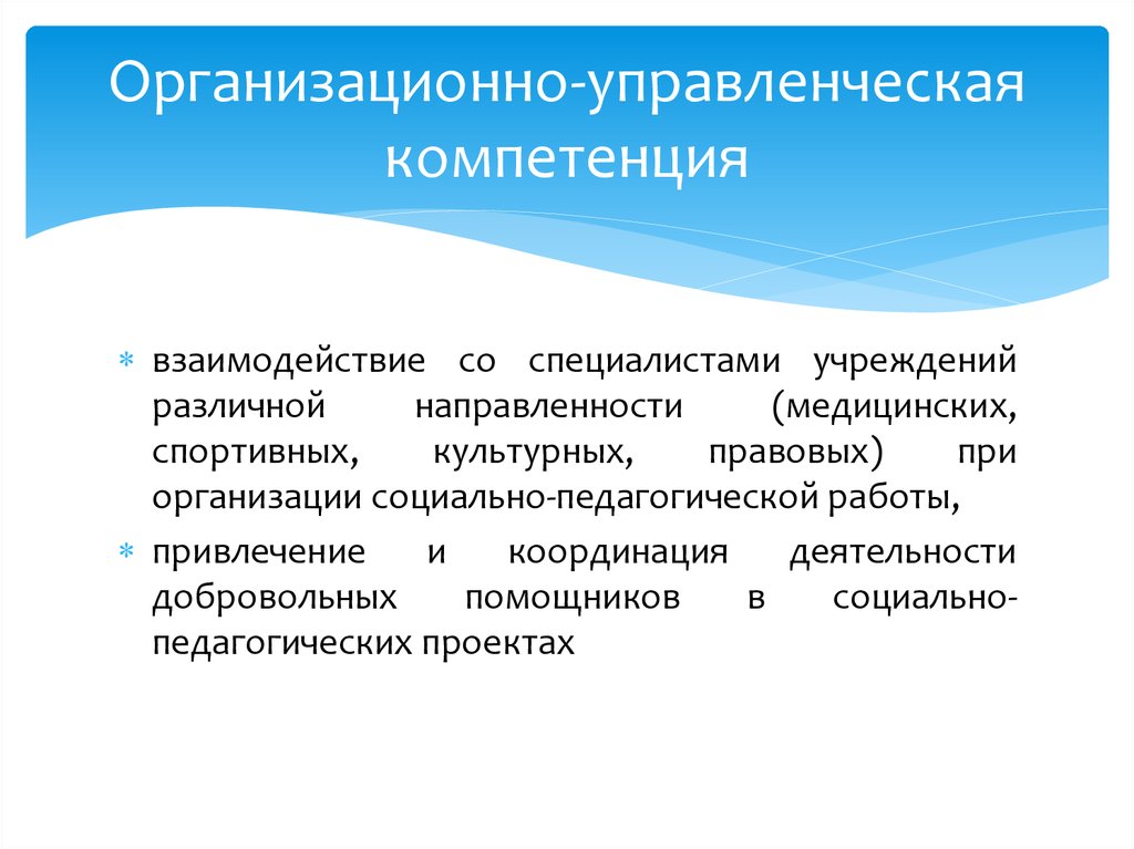 Добровольная деятельность. Организационно-управленческие компетенции. Профессиональные управленческие компетенции. Организационные / управленческие навыки:. Компетенция взаимодействие.