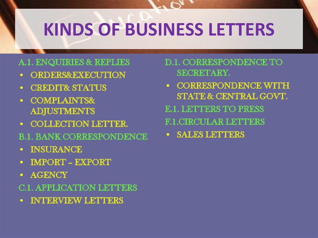 what are the kinds of business letter