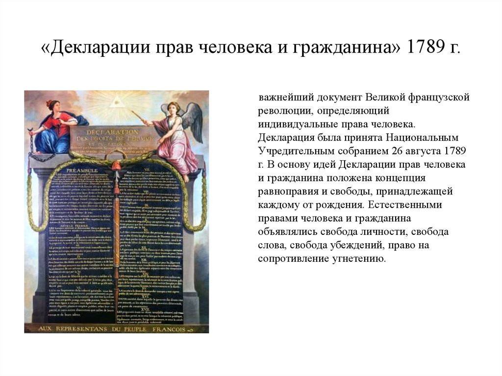 Декларация прав человека 1789 текст