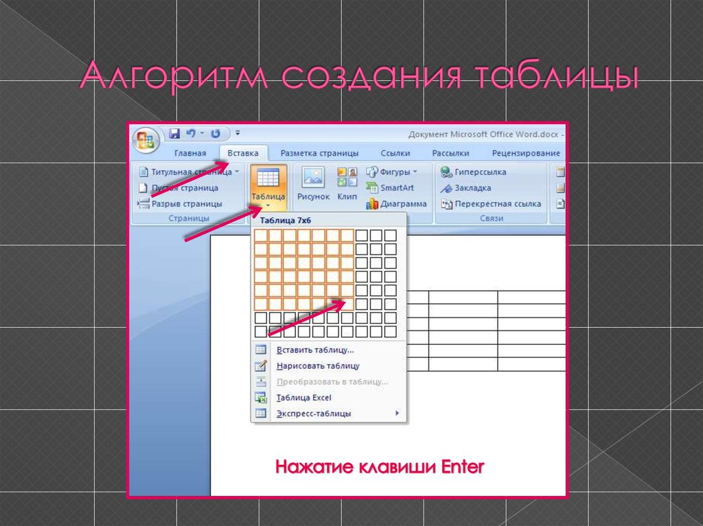 Microsoft word таблица. Алгоритм создания таблицы. Способы построения таблиц. Создание таблицу в ems Word. Создание таблицы в Ворде.