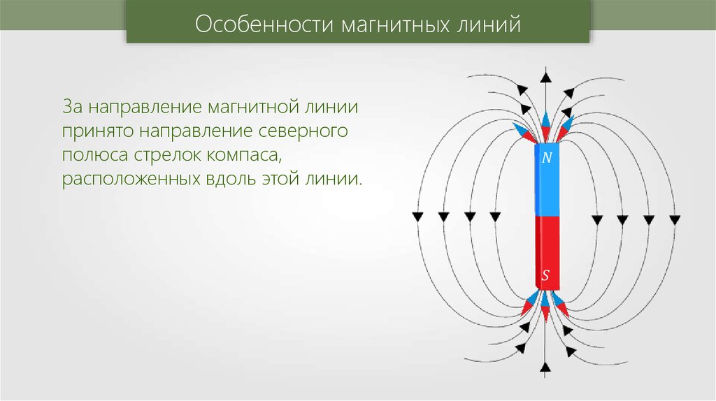 Линия направлена. Направление силовых линий магнитного поля магнита. Направление магнитных линий и полюса. Особенности магнитных линий. Линии магнитного поля магнита направлены.