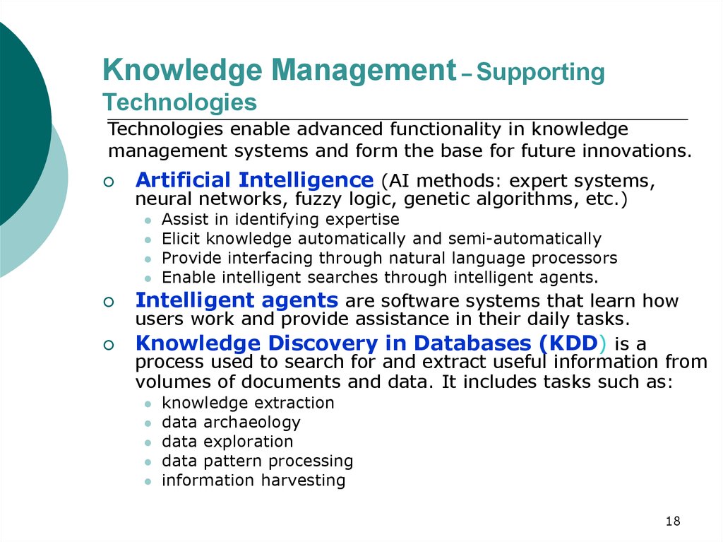 Knowledge Management – Supporting Technologies