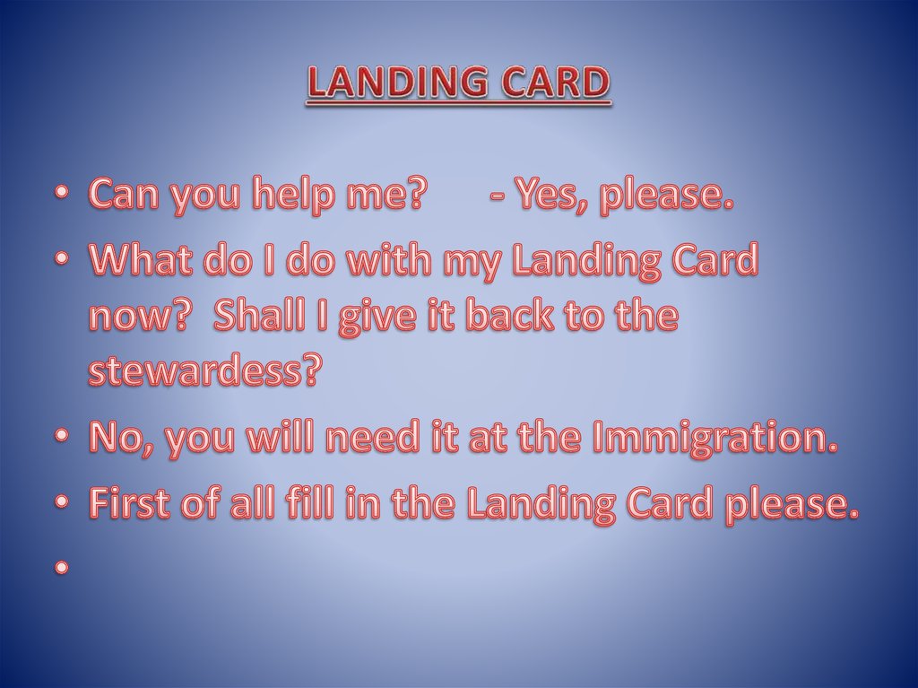 LANDING CARD
