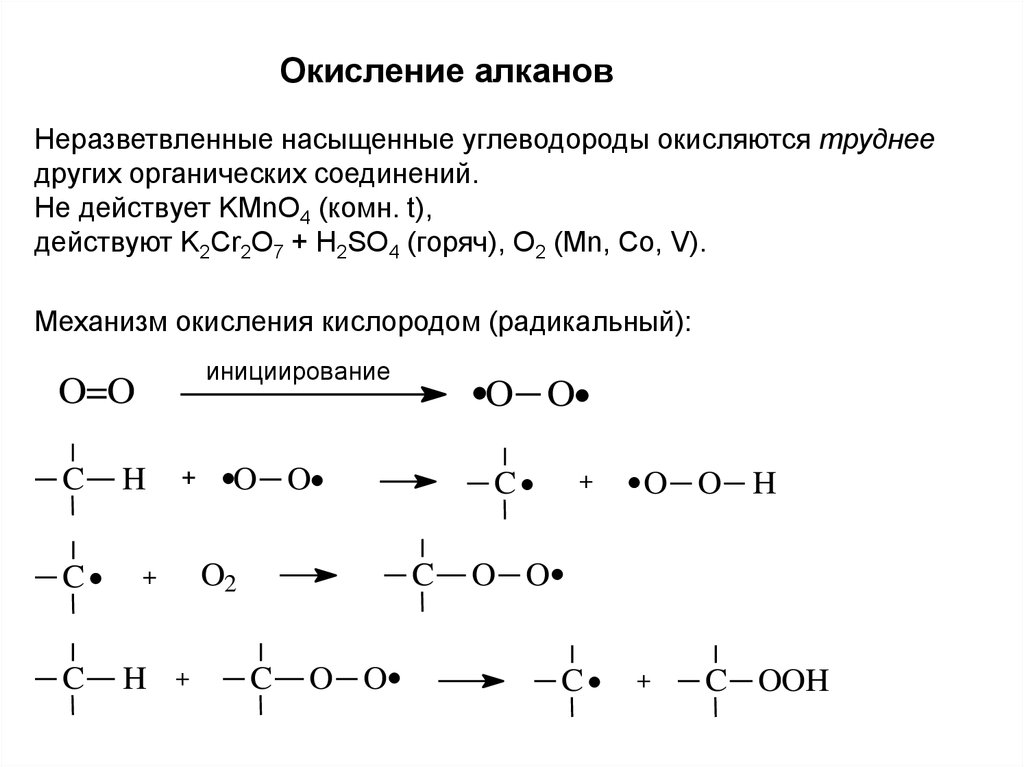 Представляет собой реакции окисления