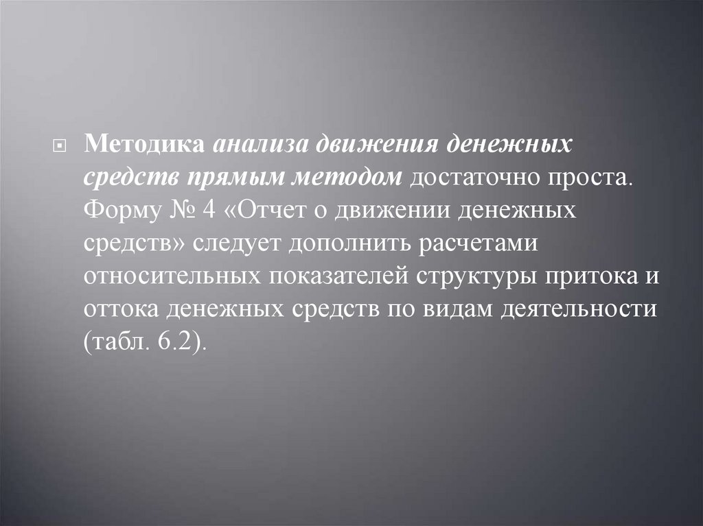 Методы анализа движения денежных средств презентация