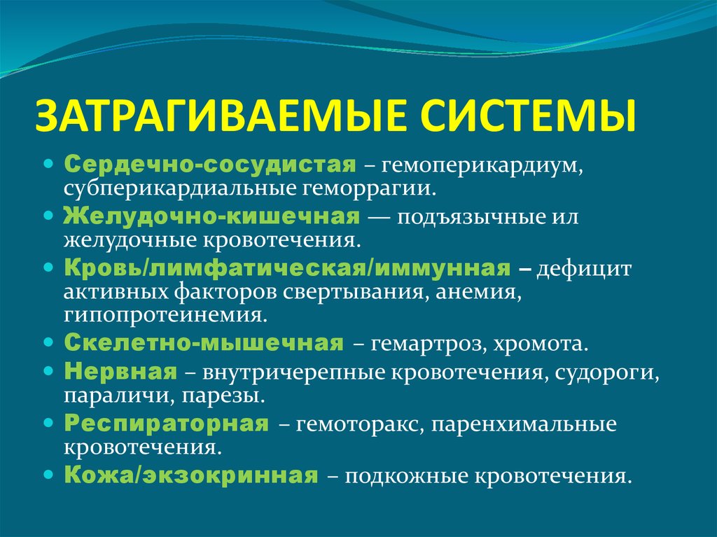 ЗАТРАГИВАЕМЫЕ СИСТЕМЫ