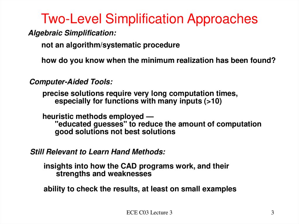 Two-Level Simplification Approaches