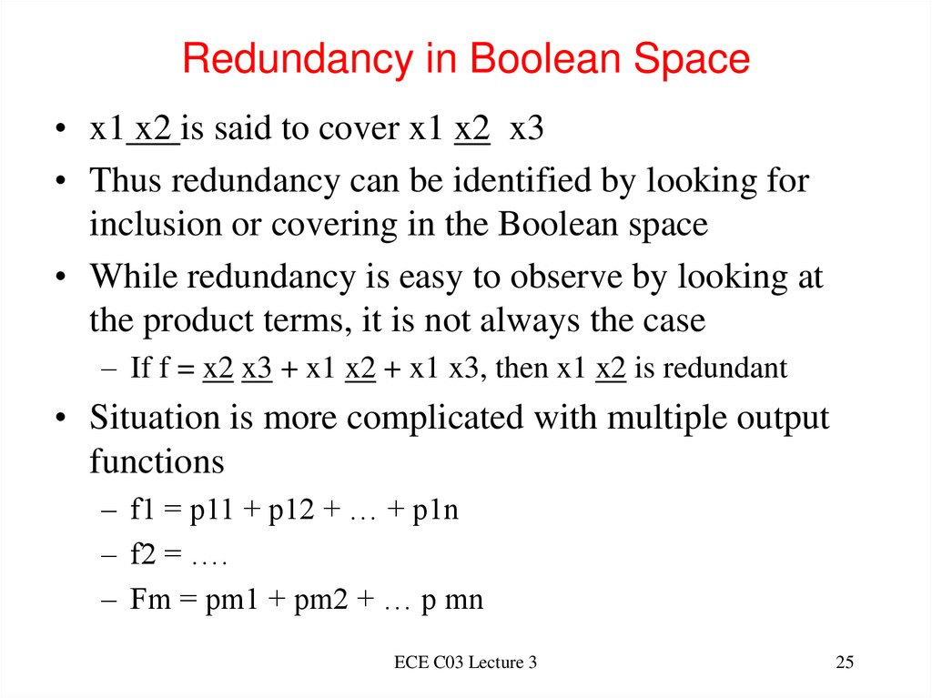 Redundancy in Boolean Space