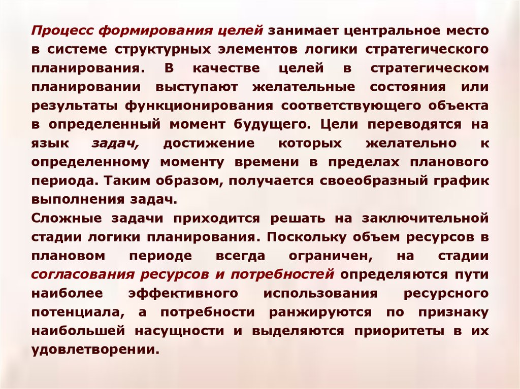 Формирование целей. Логика стратегического планирования. Потенциальные потребности это. Образ я процесс становления. Создание - это процесс или результат.