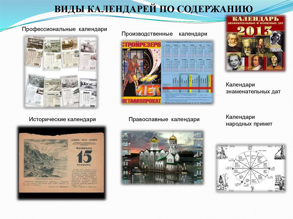 Виды календарей презентация