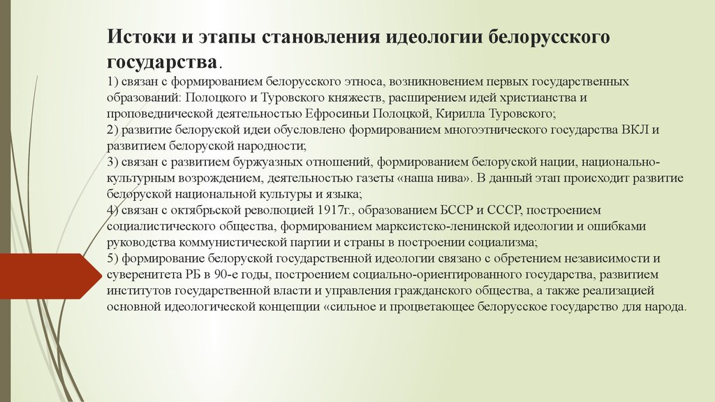 Вехи становления белорусской государственности мини проект