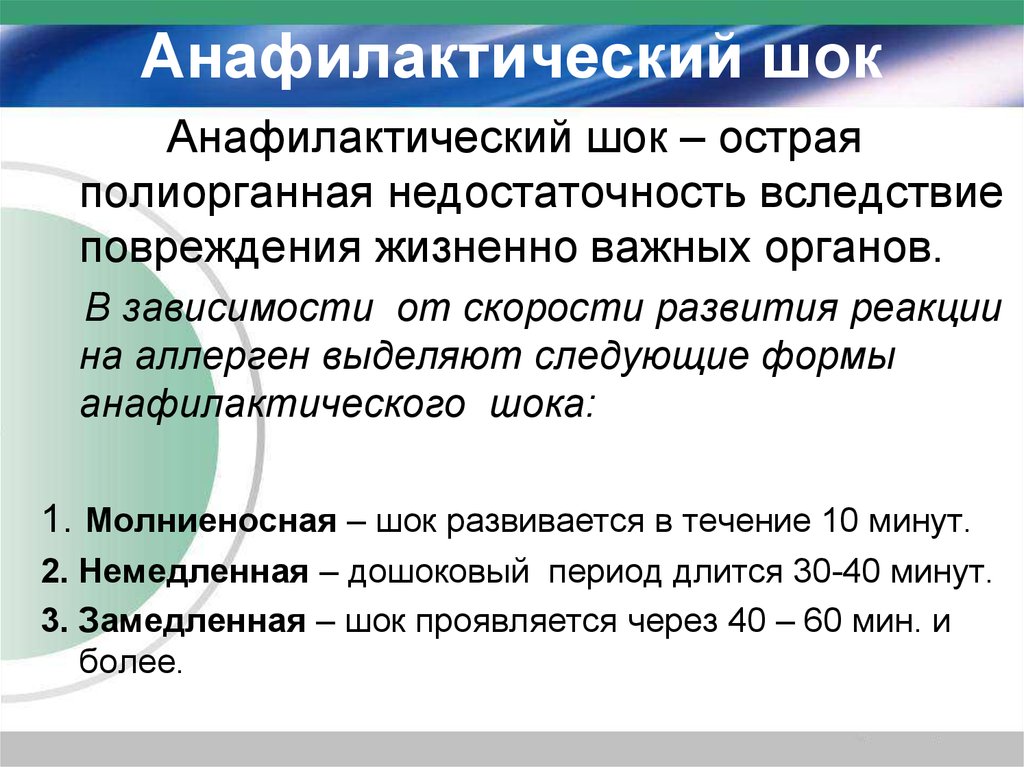 Анафилактический шок фармакология презентация