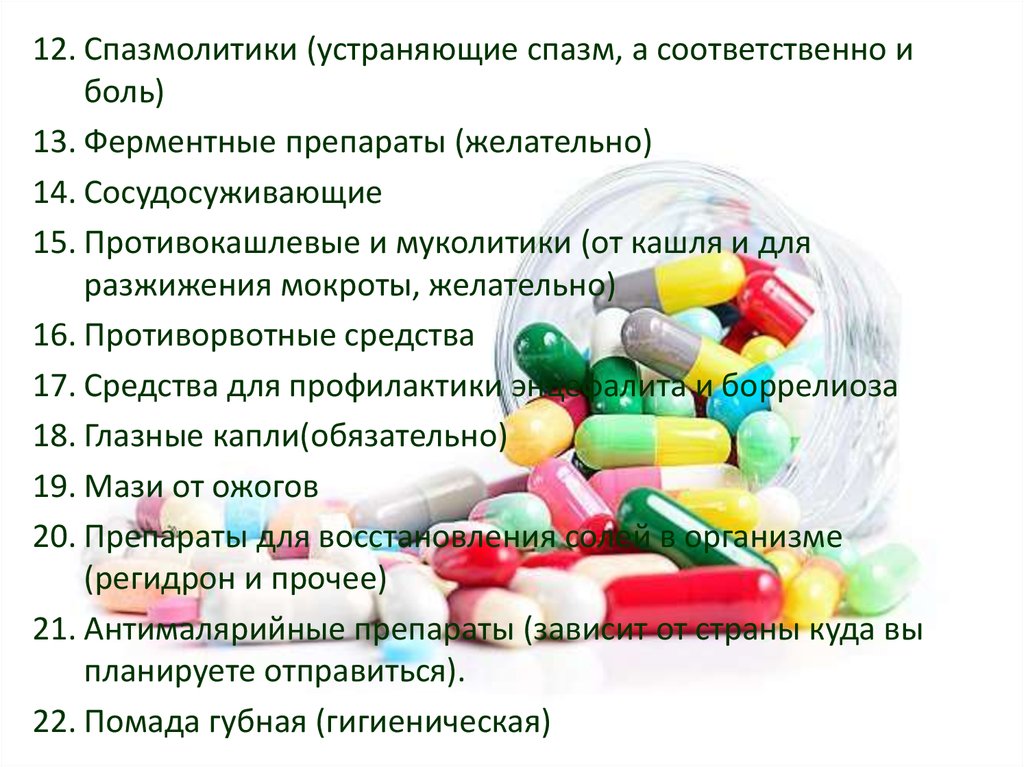 Состав аптечки групповой (примерный)