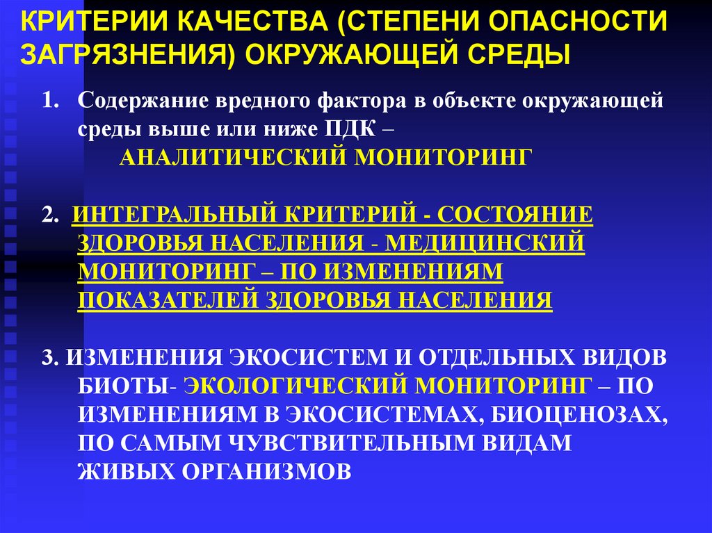 Мониторинг состояния загрязнения окружающей среды. Критерии качества окружающей среды. Мониторинг качества окружающей среды. Критерии качества среды. Критерии качества окружающей природной среды.