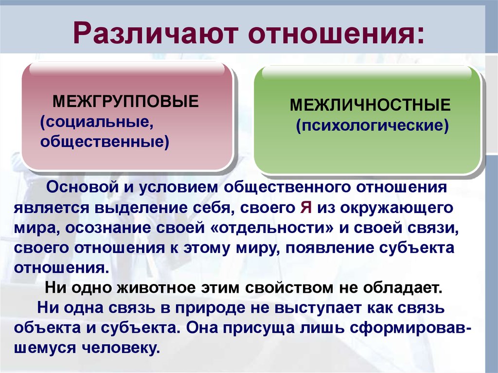 Социальные и межличностные отношения