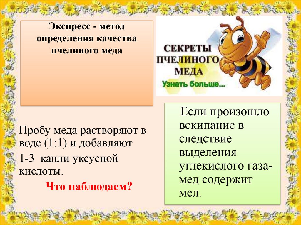 Экспресс - метод определения качества пчелиного меда