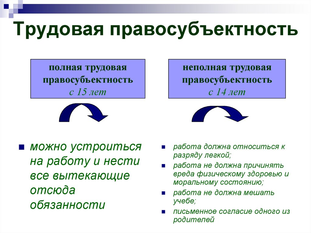 Трудовая правосубъектность схема