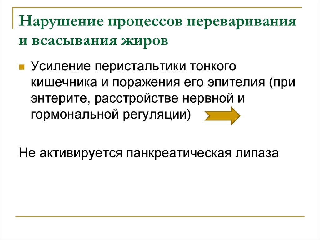 Нарушение процессов неполного. Нарушение процессов переваривания и всасывания. Нарушение процессов переваривания жиров. Нарушения переваривания и всасывания жиров. Причины нарушения переваривания и всасывания жиров.