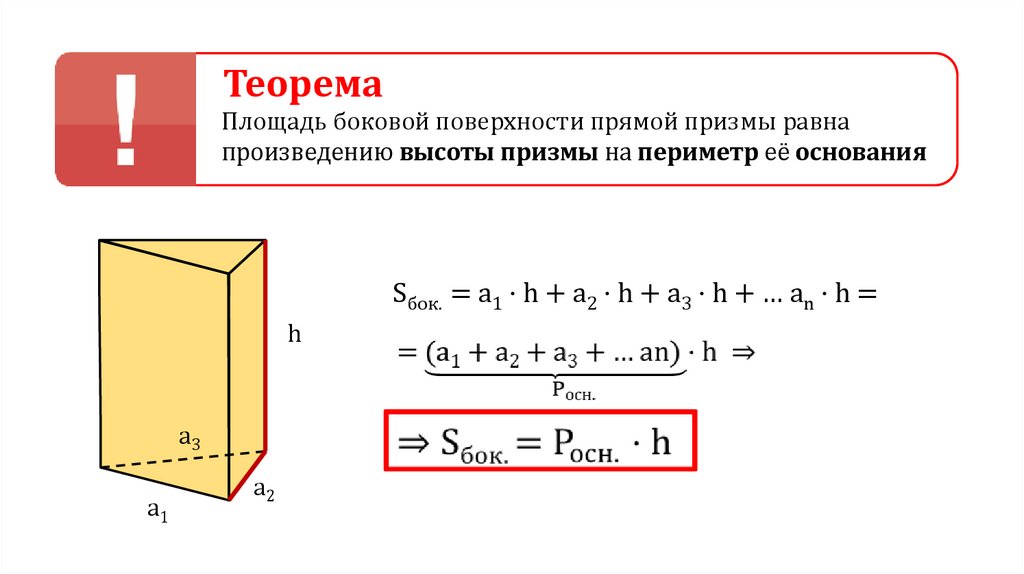 Найдите площадь поверхности прямой призмы в основании. Формула боковой поверхности прямой Призмы. Как вычислить площадь боковой поверхности прямой Призмы. Боковая площадь прямой Призмы формула. Формула площади боковой поверхности прямой Призмы формула.