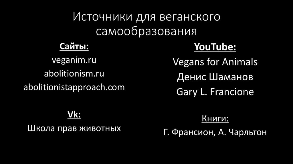 Источники для веганского самообразования