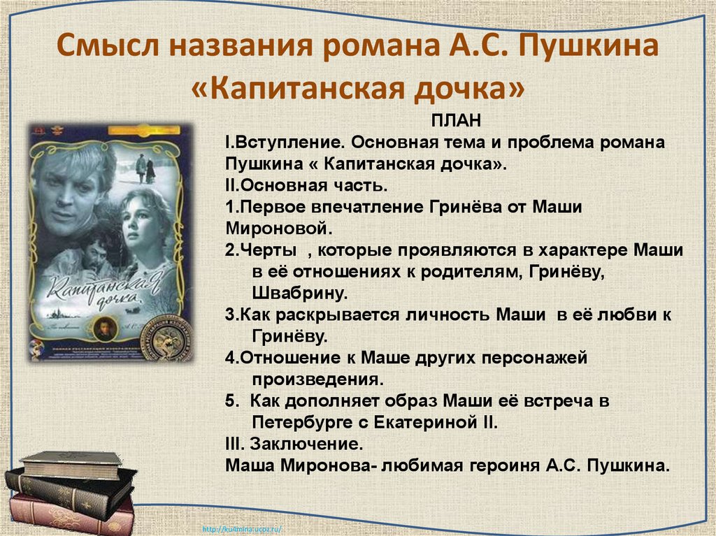 Смысл названия романа а с пушкина капитанская дочка сочинение 8 класс по плану