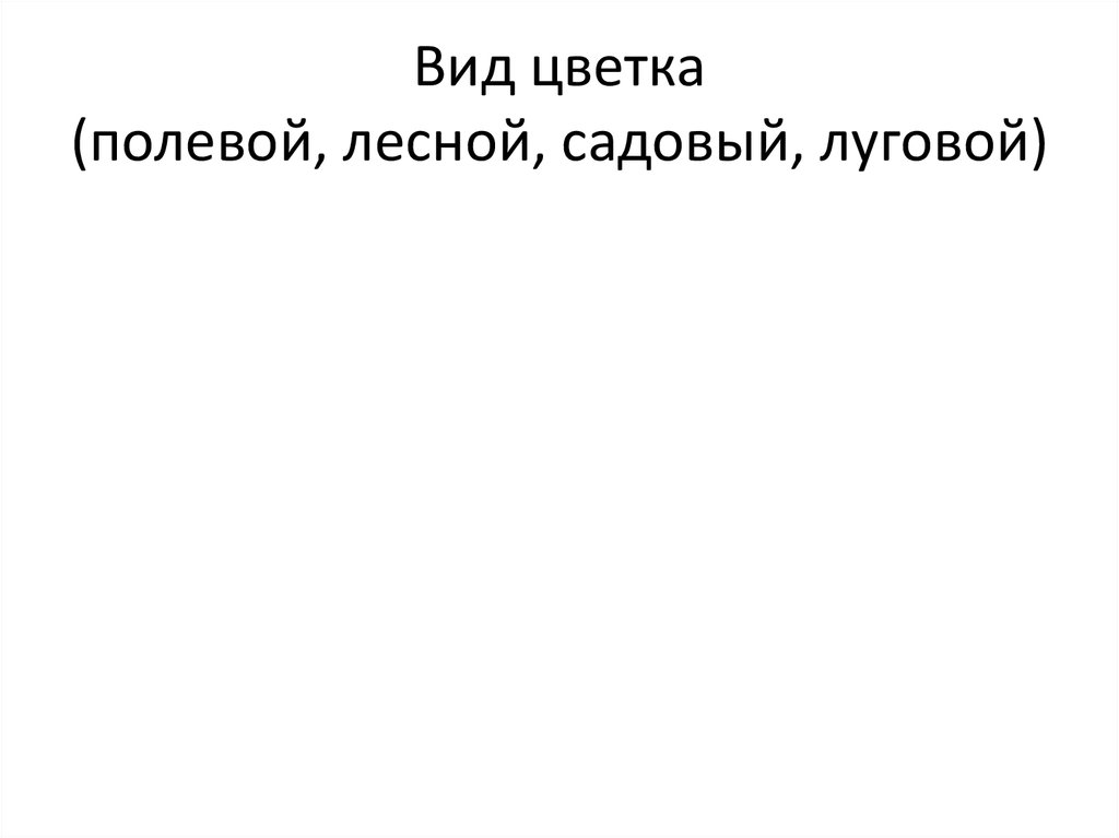 Вид цветка (полевой, лесной, садовый, луговой)