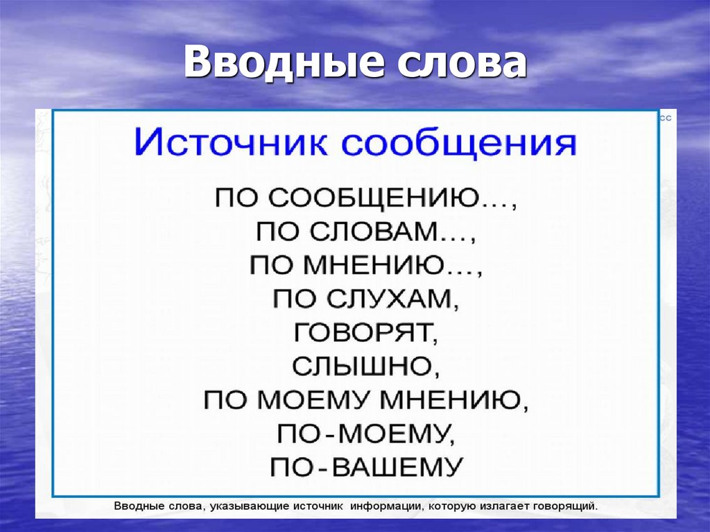 Вводные слова 8 класс презентация