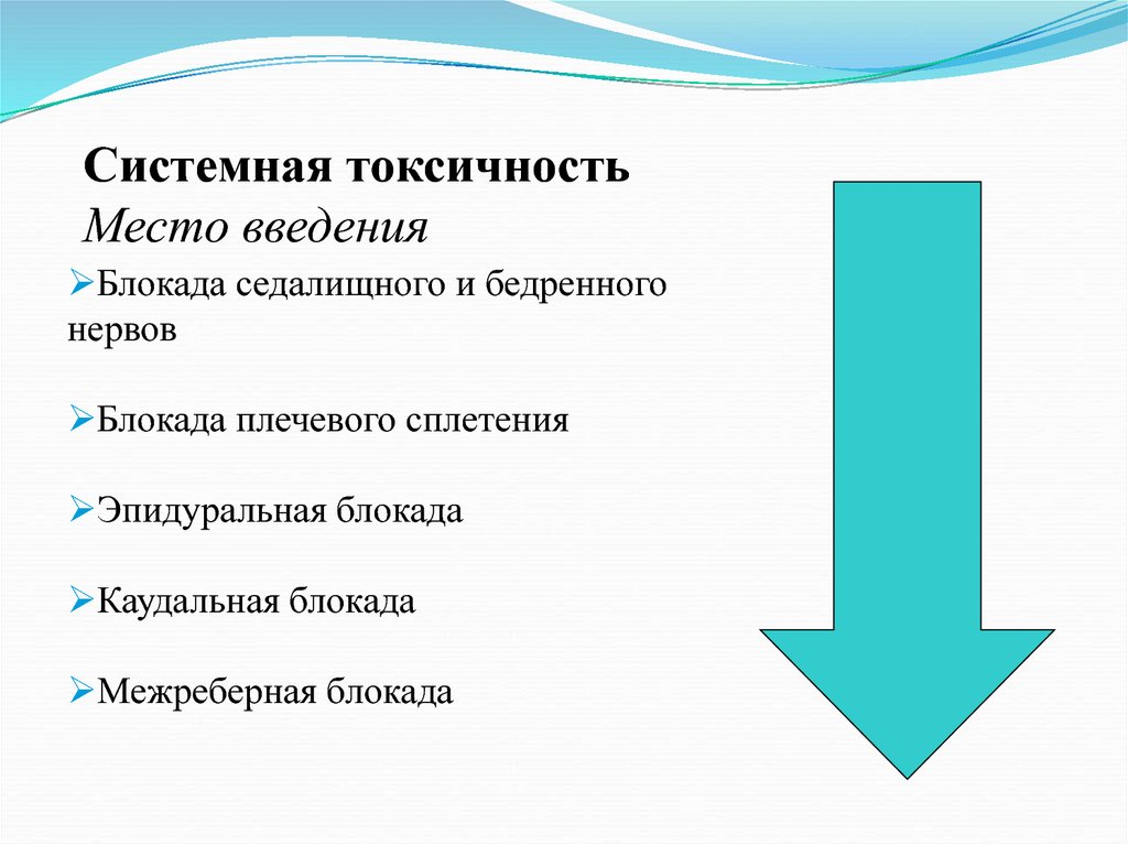 Системная токсичность. Системная токсичность местных анестетиков.