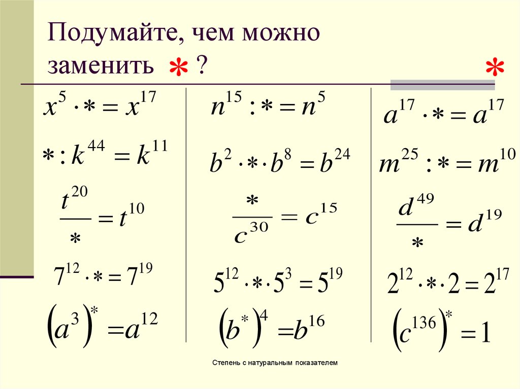 Самостоятельная степень с натуральным показателем 7 класс