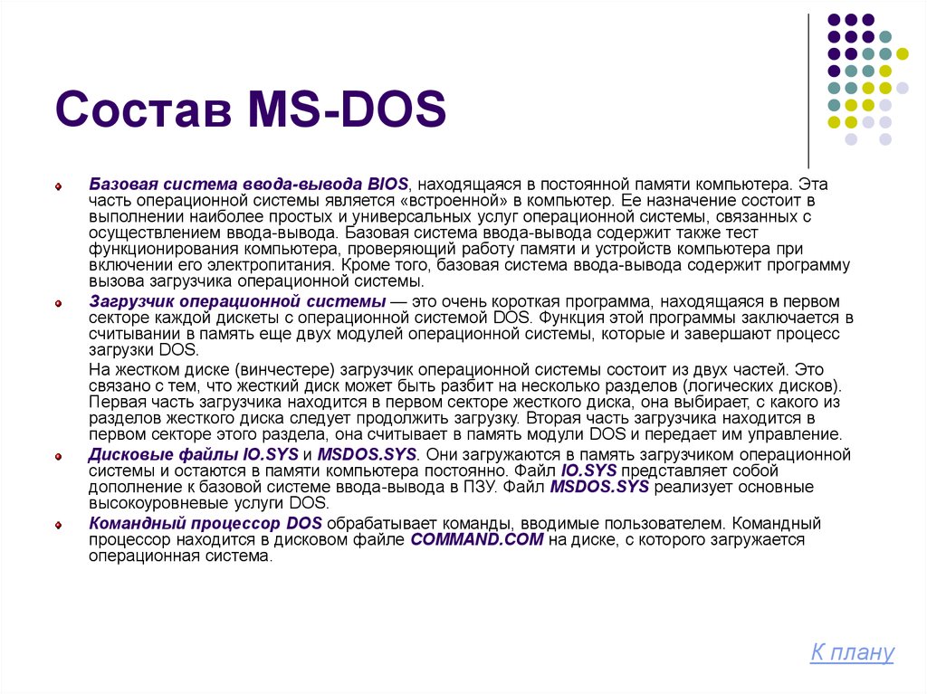 Состав MS-DOS
