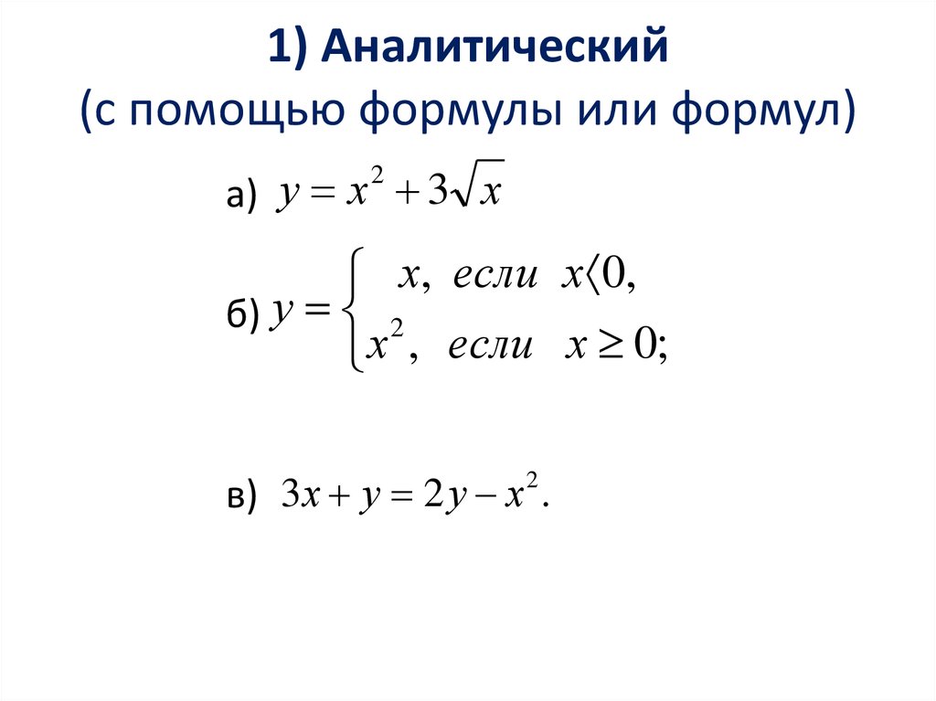 Функция способы задания функции 10 класс алгебра. Аналитический – способ задания функции с помощью формулы. Аналитический способ задавания функции. Аналитический метод задания функции.