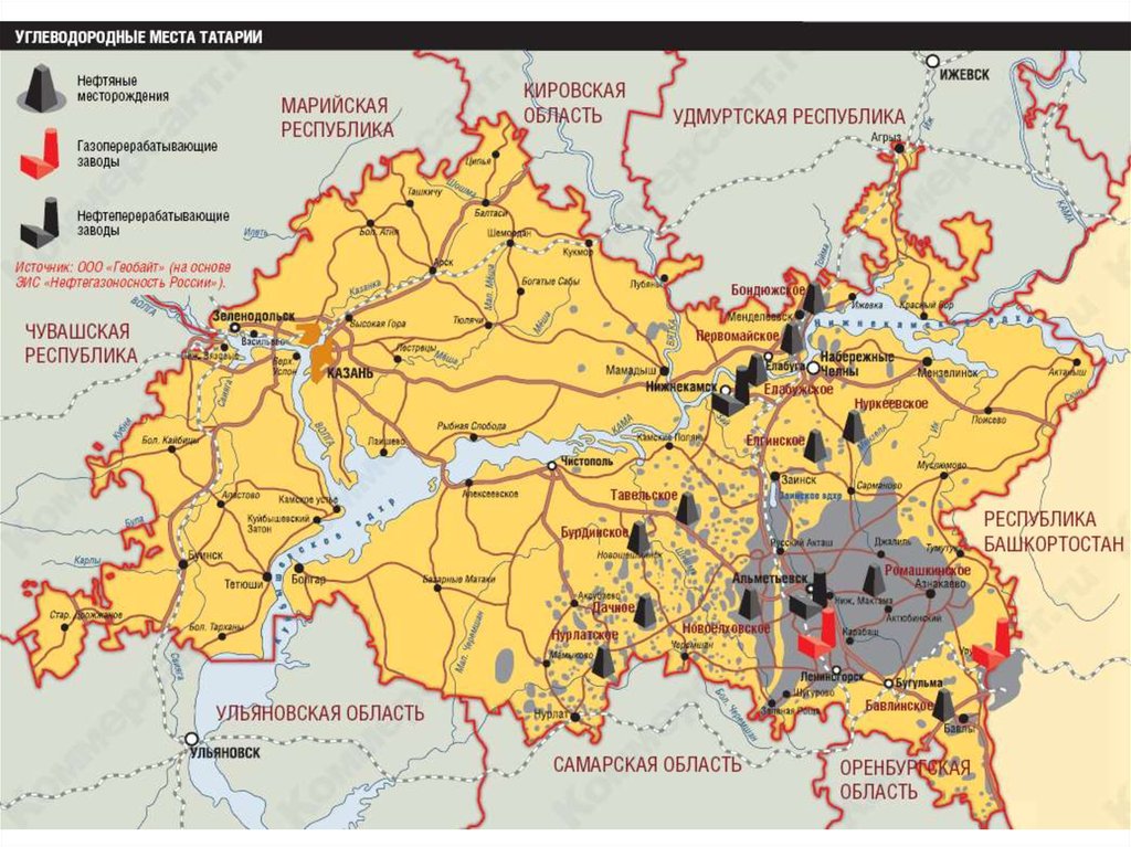 Карта татарстана и башкирии