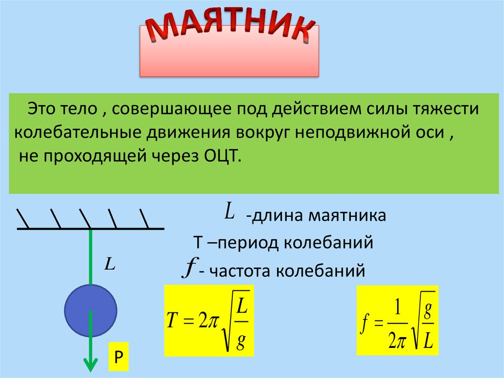 Период маятника формула