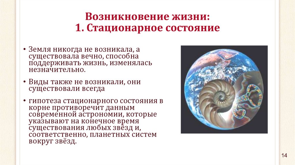 Видов также они. Гипотезы происхождения жизни стационарного состояния. Стационарная гипотеза происхождения жизни. Гипотеза стационарного состояния биология 9 класс. Концепции происхождения жизни на земле стационарное состояние.