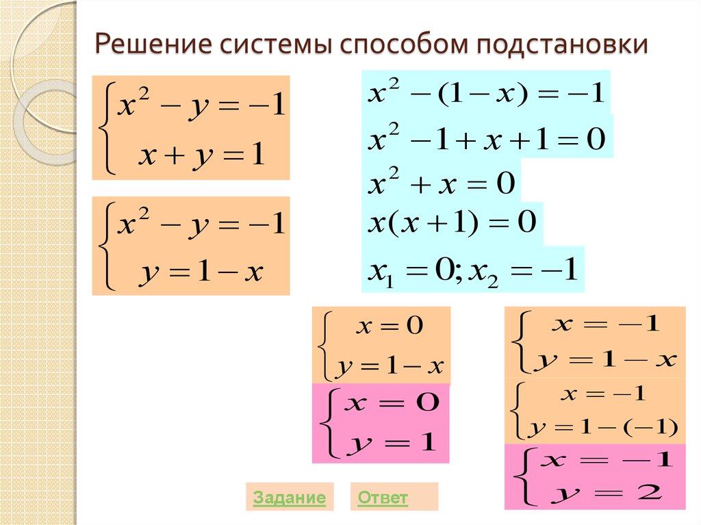 Как решать систему уравнений второй степени. Как решить систему методом подстановки. Системы уравнений второй степени. Решите систему уравнений второй степени способом подстановки. Решение систем уравнений второй степени.