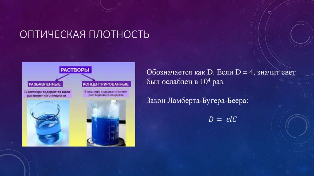 Величину оптической плотности. Оптическая плотность. Плотность среды. Оптическая плотность среды формула. Оптическая плотность воды.