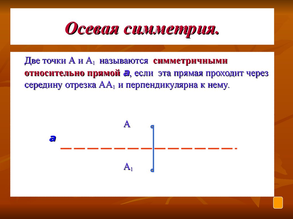 Ось симметрии отрезка. Осевая симметрия отрезок. Две точки называются симметричными относительно прямой если. Ось симметрии двух точек.