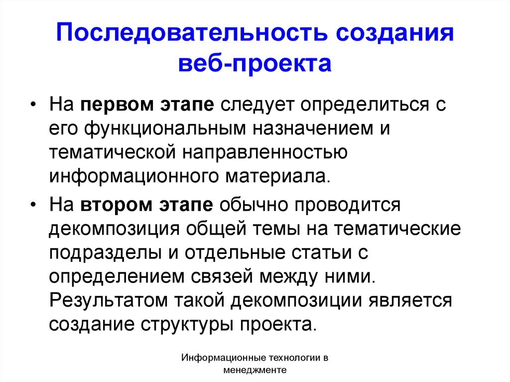 Последовательность разработки документов проекта