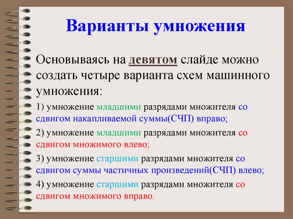 Варианты умножения