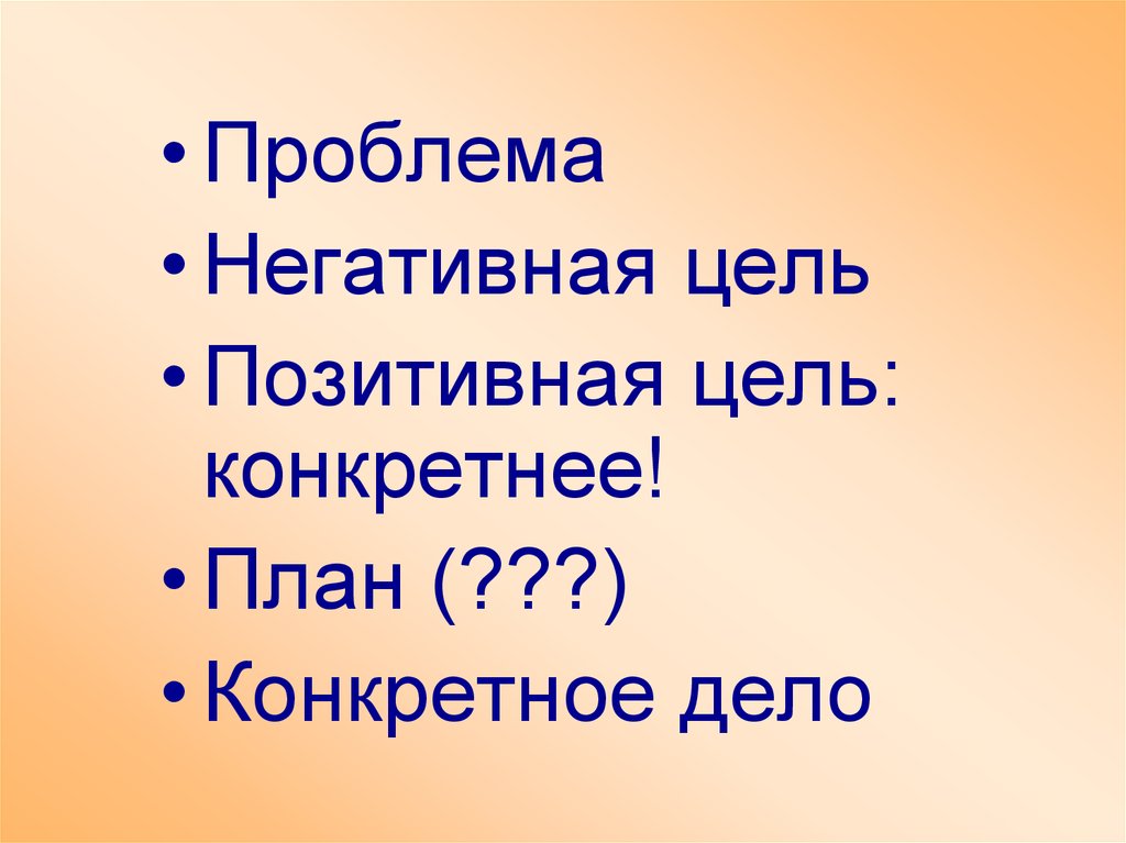 Конкретных дел. Негативная цель. План конкретных дел. Конкретные дела. Проблемы это плохо.