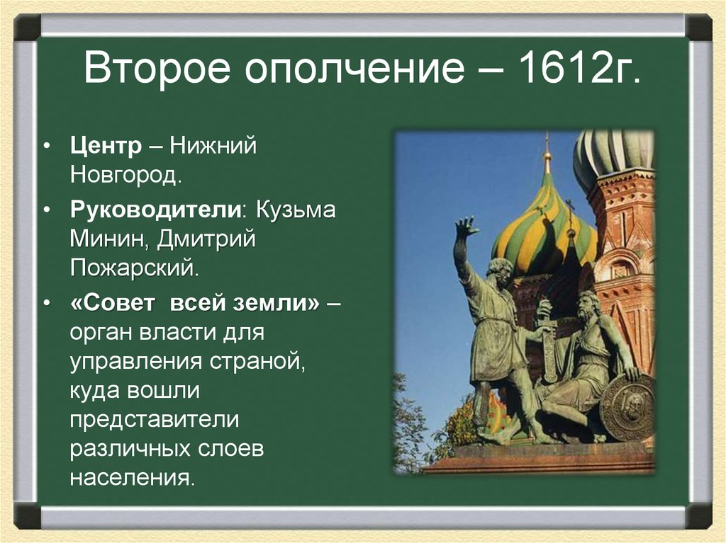 На схеме обозначен город где в период смутного времени было сформировано второе ополчение