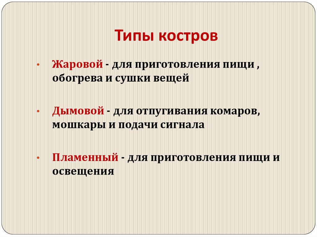 Типы костров