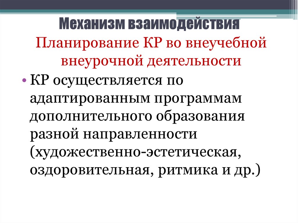 Механизм взаимодействия. Механизмы взаимовлияния. Запланированные взаимодействия.