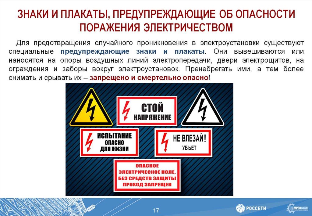 Запрещающие плакаты в электроустановках
