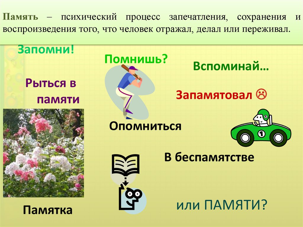 Память как познавательный психический процесс презентация